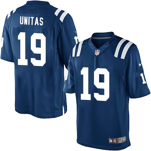 Men's Limited Johnny Unitas Nike Jersey Royal Blue Home - #19 NFL Indianapolis Colts